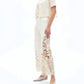 Bayeas - Embroidered High Rise Wide Leg Pants