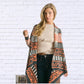 Davi & Dani - Printed Shawl Fringed Hem Cardigan