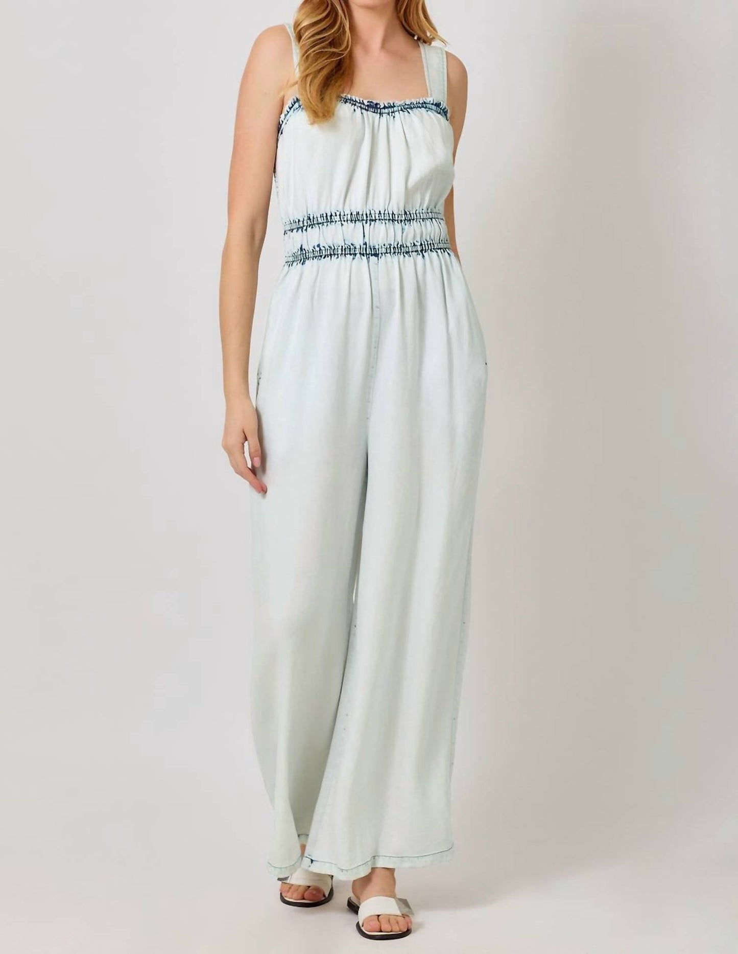 Mystree - Cinched Waist Tencel Jumpsuit