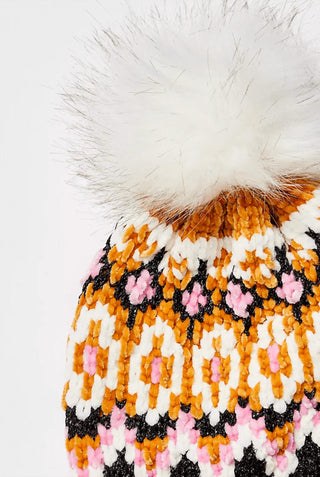Free People - Chalet Fairisle Knit Winter Hat Beanie With Pom Pom
