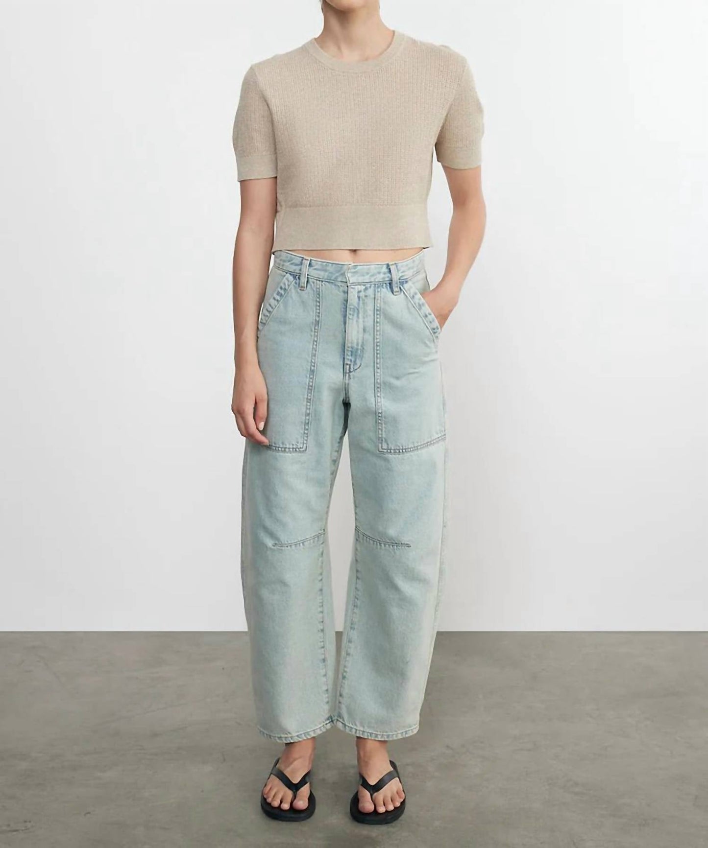 Enza Costa - Linen Open Knit Cropped Sweater