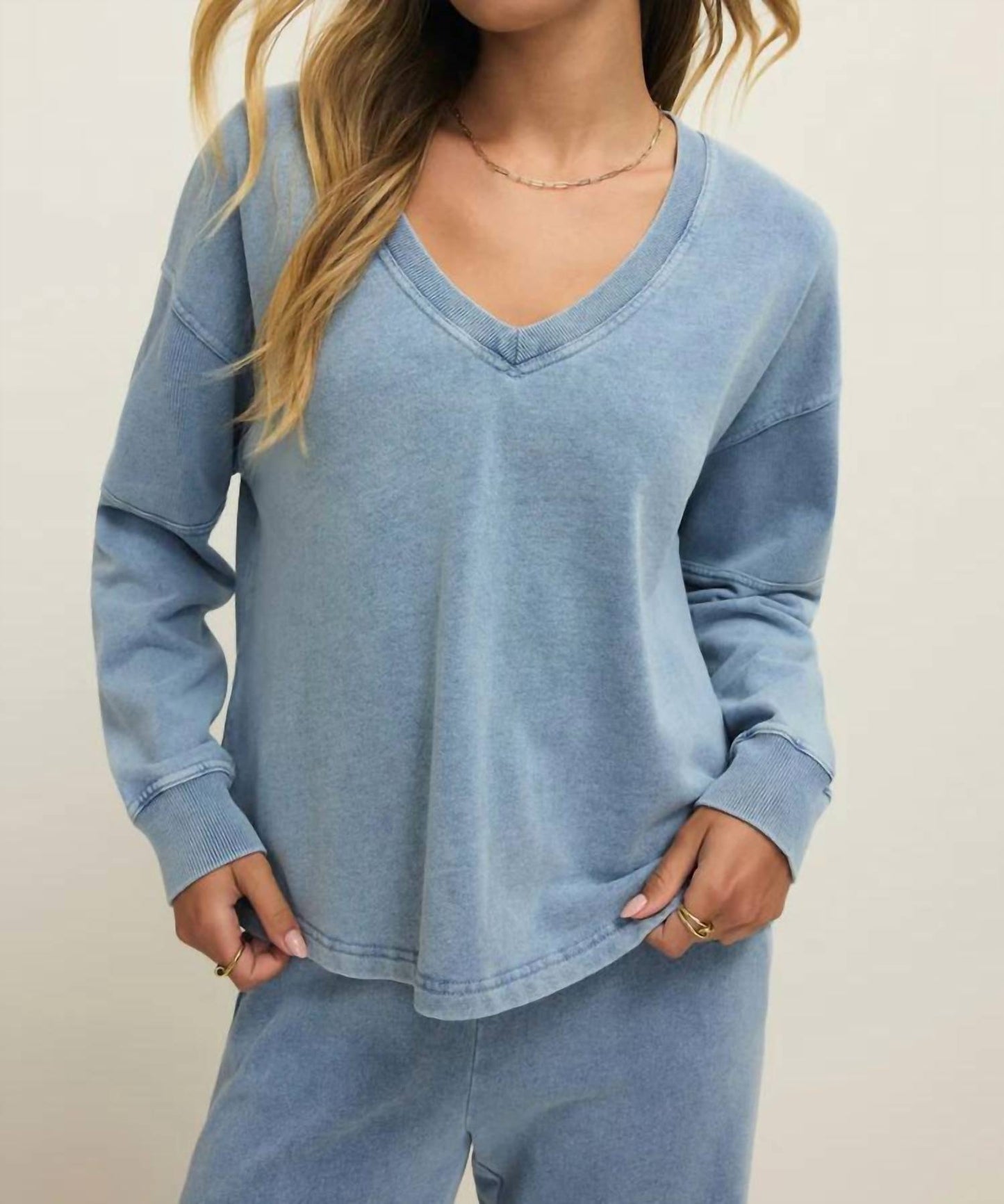 Z Supply - Delphine Knit Denim Sweatshirt