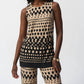 Joseph Ribkoff - Polka Dot Print Crew Neck Sleeveless Tunic Top