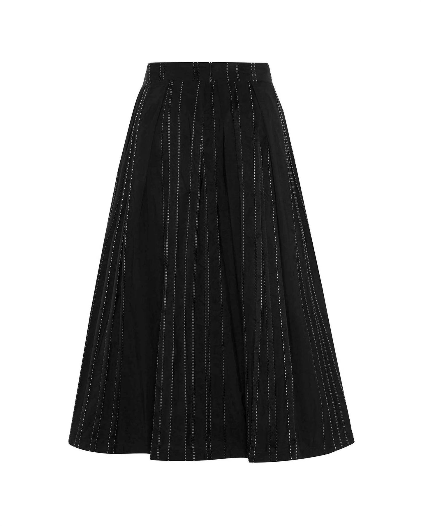 Theo The Label - Women's Theia Striped Taffeta Pleated Midi Skirt