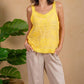 Paparazzi - Embroidered Woven Tank Crochet Trim Tank Top
