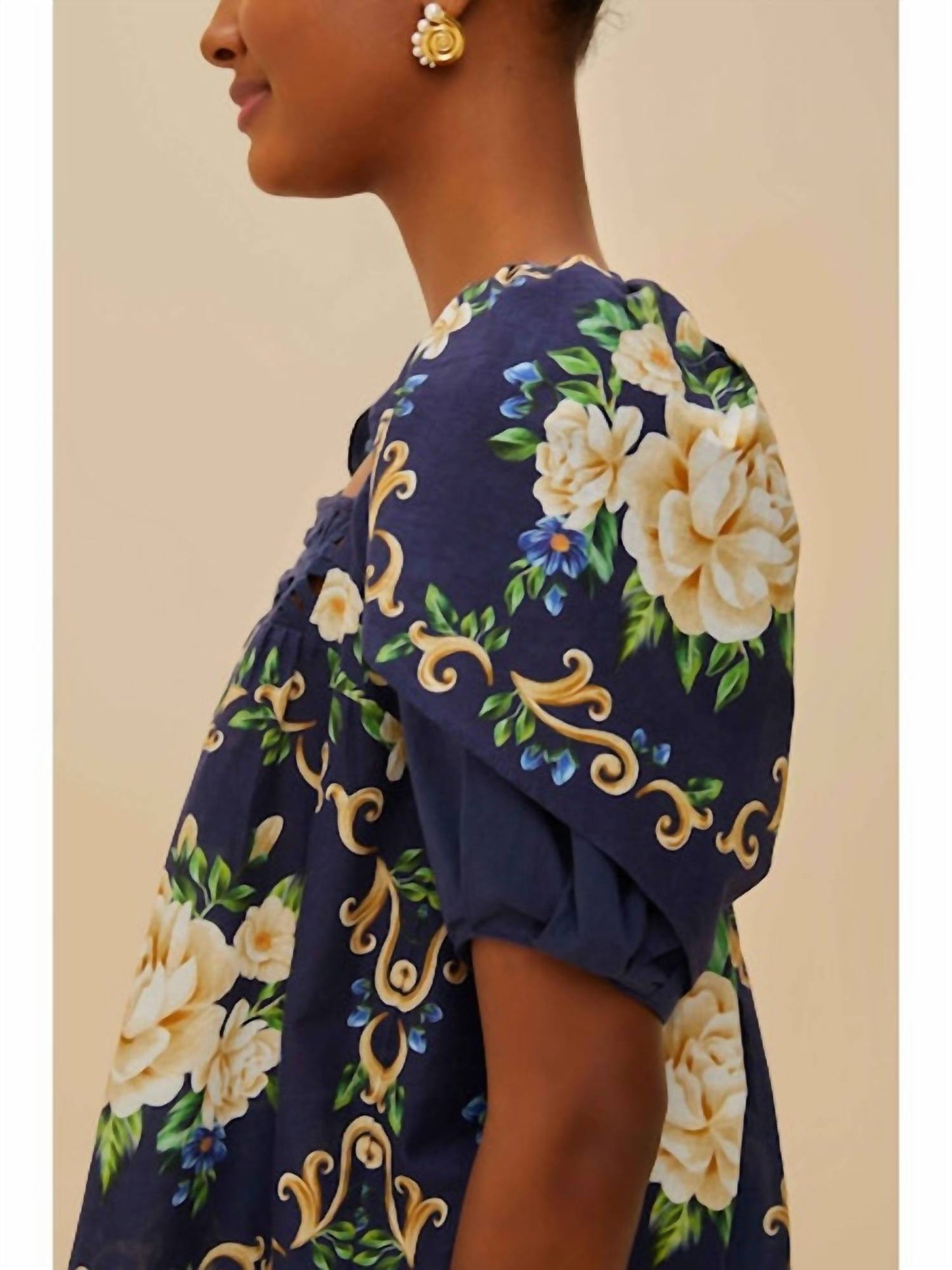 Farm Rio - Flower Tapestry Yoke Blouse