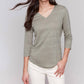 Charlie B - 3/4 Sleeve V-neck Top