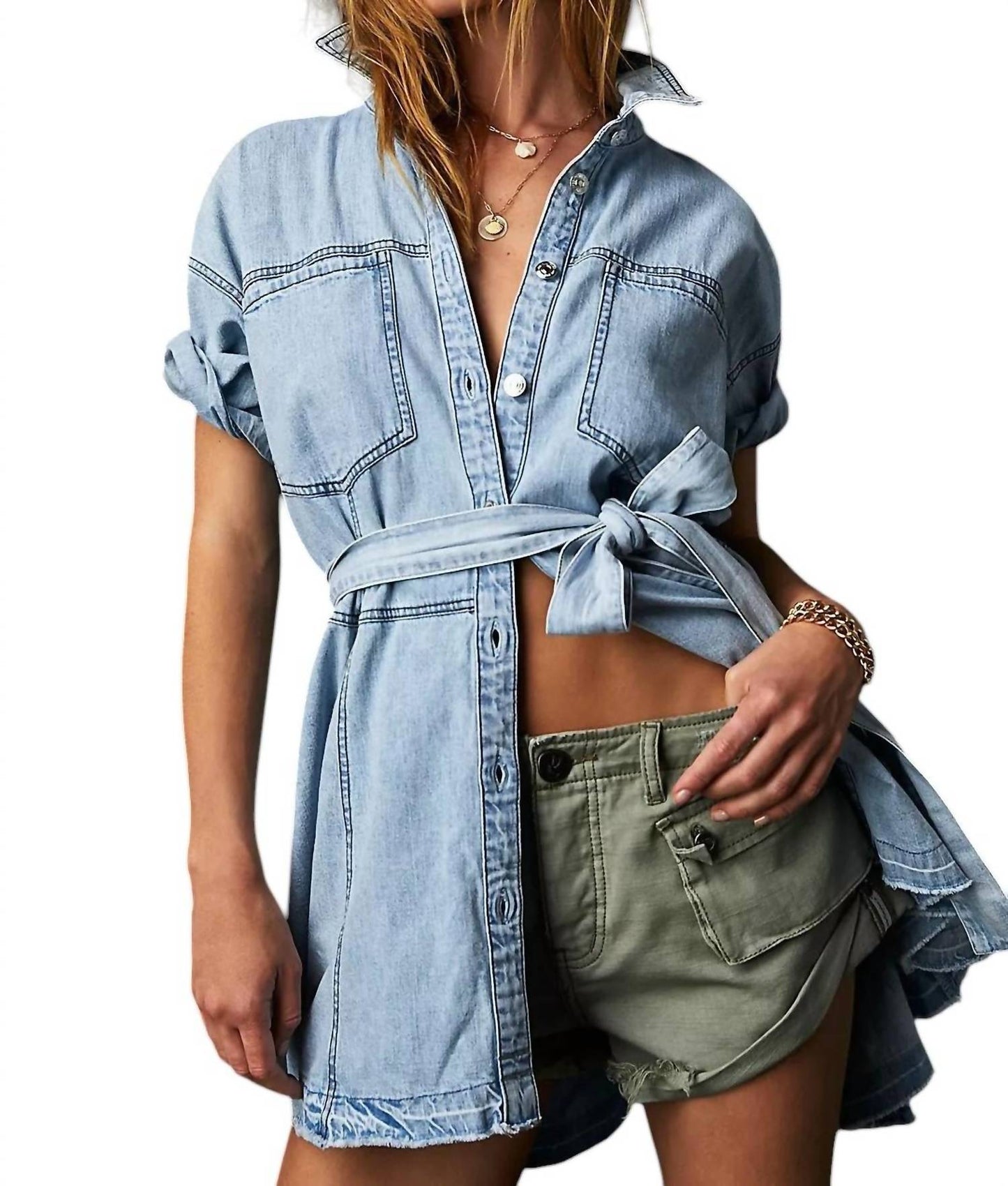 Free People - Jenny Denim Tunic Top
