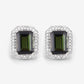 3.57 Carat Genuine Green Tourmaline and White Diamond 14K White Gold Earrings