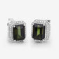 3.57 Carat Genuine Green Tourmaline and White Diamond 14K White Gold Earrings