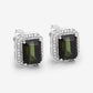 3.57 Carat Genuine Green Tourmaline and White Diamond 14K White Gold Earrings