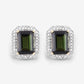 3.57 Carat Genuine Green Tourmaline and White Diamond 14K Yellow Gold Earrings
