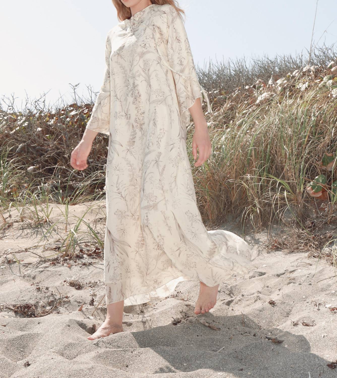 Mima Rosso - Flowy Toile Print Caftan Dress