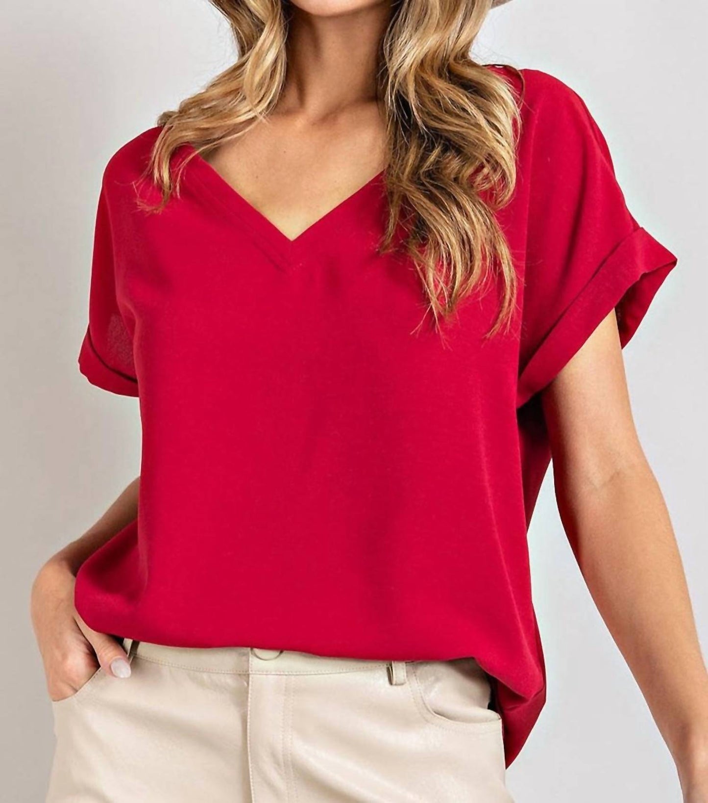 Entro - Short Sleeve V Neck Top