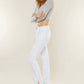 Kancan - Mid Rise White Bootcut Jeans With Side Slit