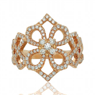 Diana M Jewels - Anel de diamante de 0,55 cts com trevo de 4 folhas