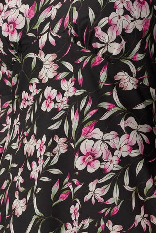 Adrianna Papell - V-neck 3/4 Bell Sleeves Chiffon Dress