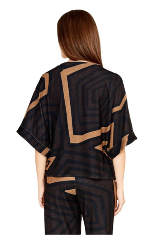 Frank Lyman - Blusa de gola redonda com cotovelo fluido