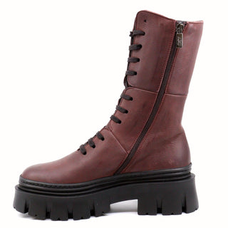 Lofina - Botas de couro grossas com cadarço