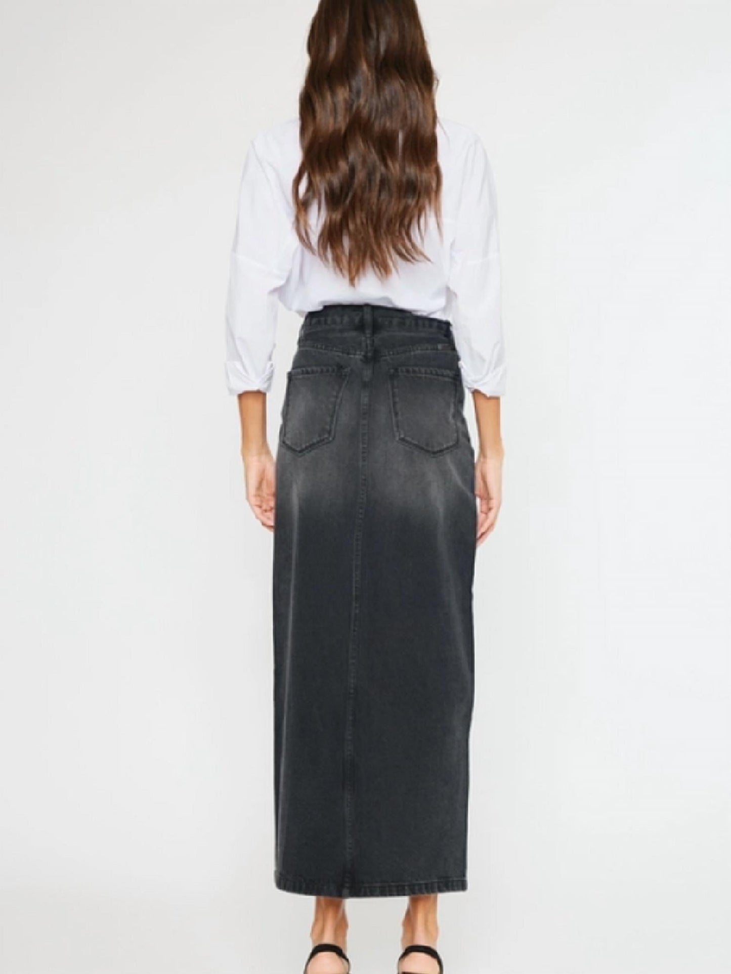 Kancan - Denim Maxi Skirt With Front Split