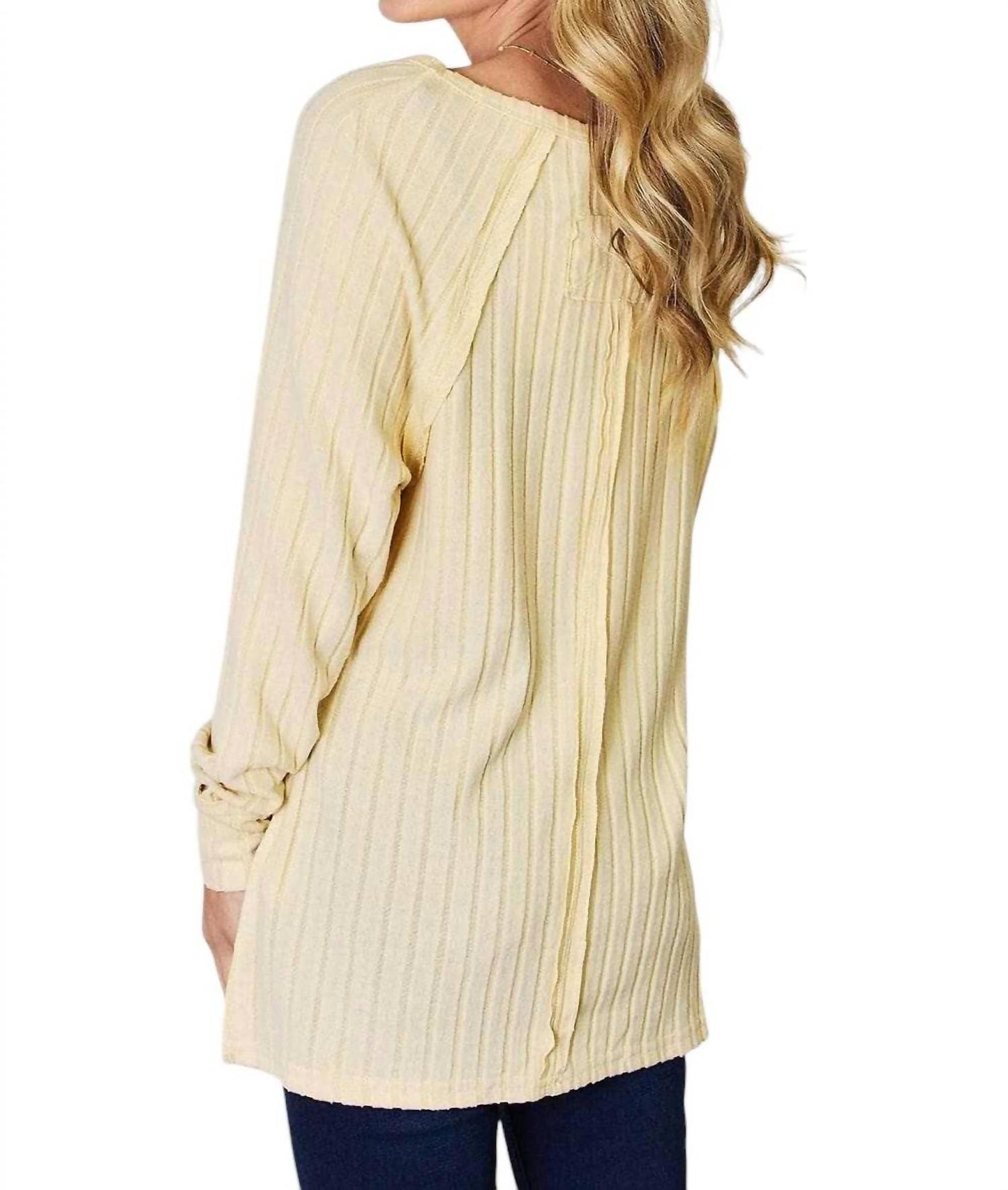 Basic Bae - Chic Ribbed Round Neck Slit Tee