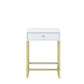 Coleen White & Brass Finish Accent Table with Drawer
