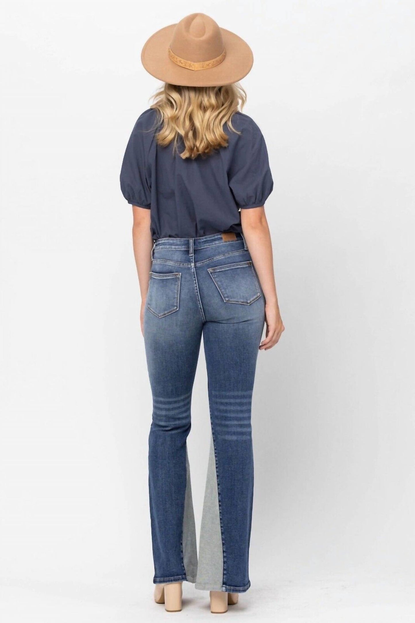 Judy Blue - Mid Rise Inseam Panel Flare Jeans