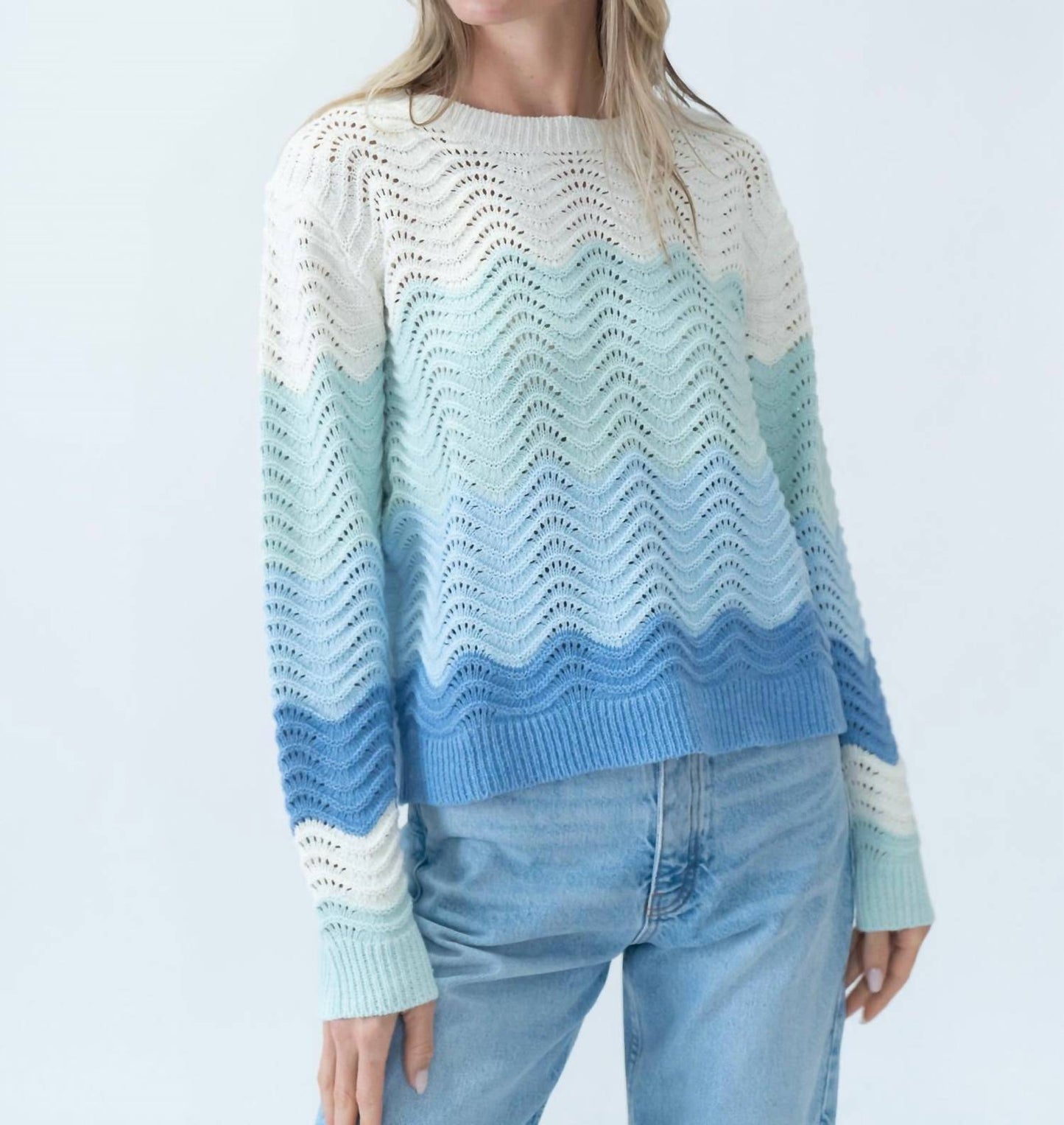 Six/Fifty - Ariella Scalloped Striped Sweater