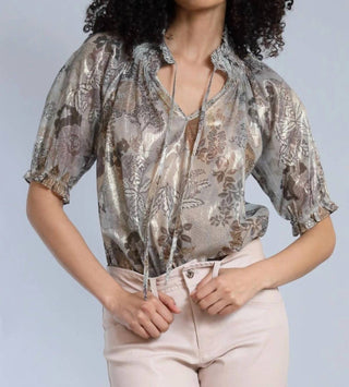 Lola & Sophie - Garden Foil Peasant Blouse