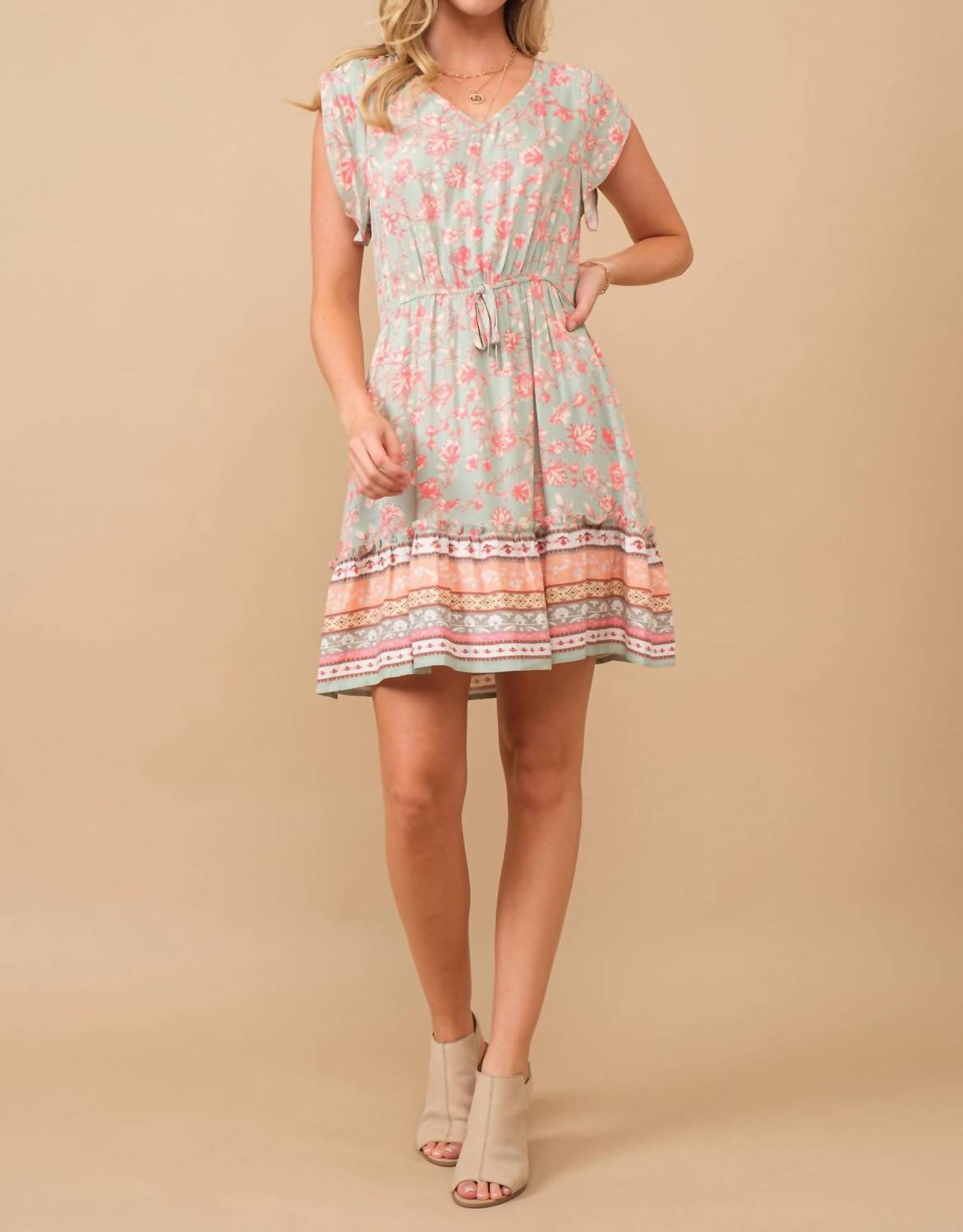 Hayden La - Floral Border Print V-neck Dress
