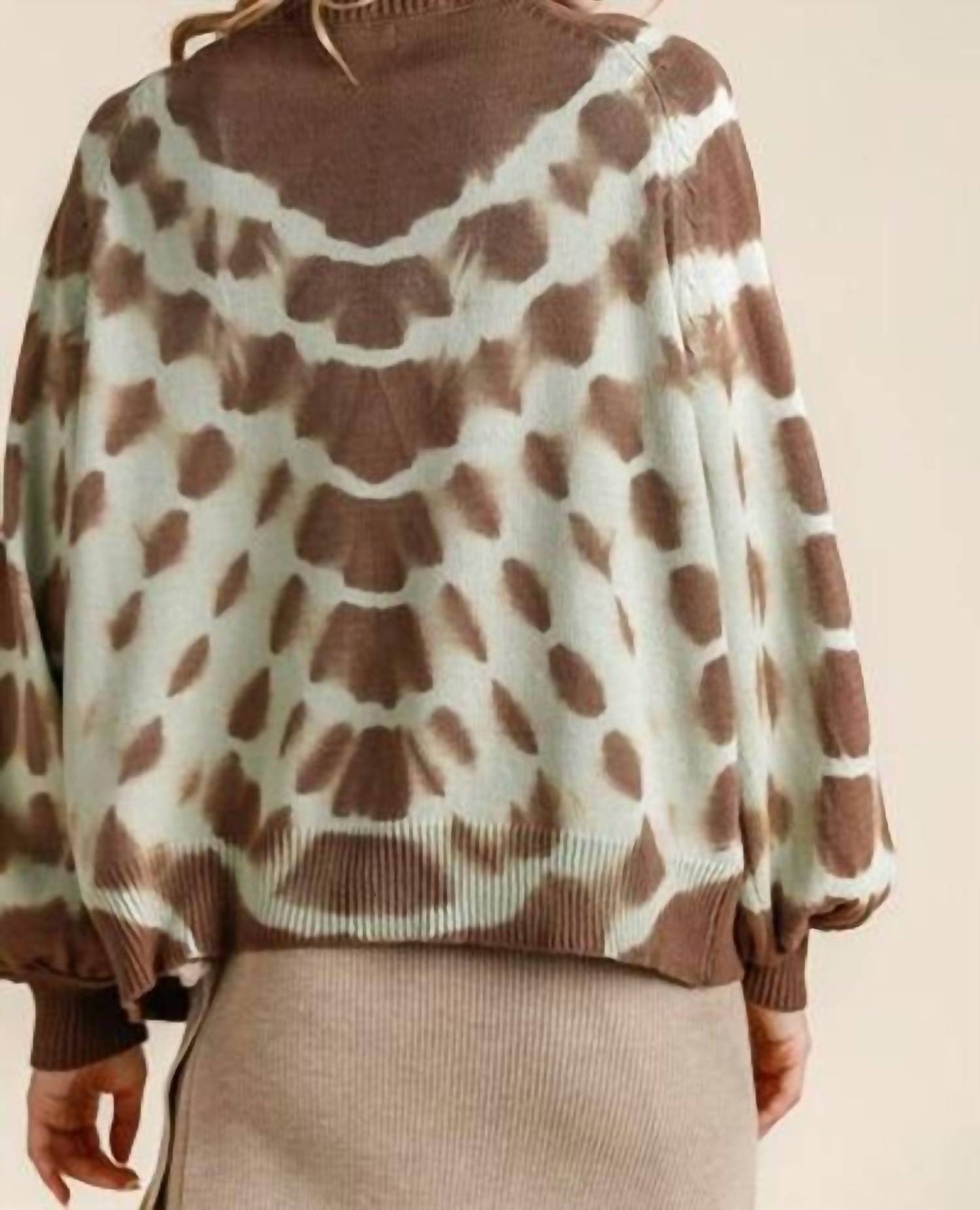 Trendsi - Umgee Full Size Ribbed Hem Tie Dye Round Neck Sweater Plus Size