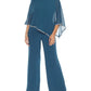 Joseph Ribkoff - Embellished Off-shoulder Chiffon Overlay Jumpsuit
