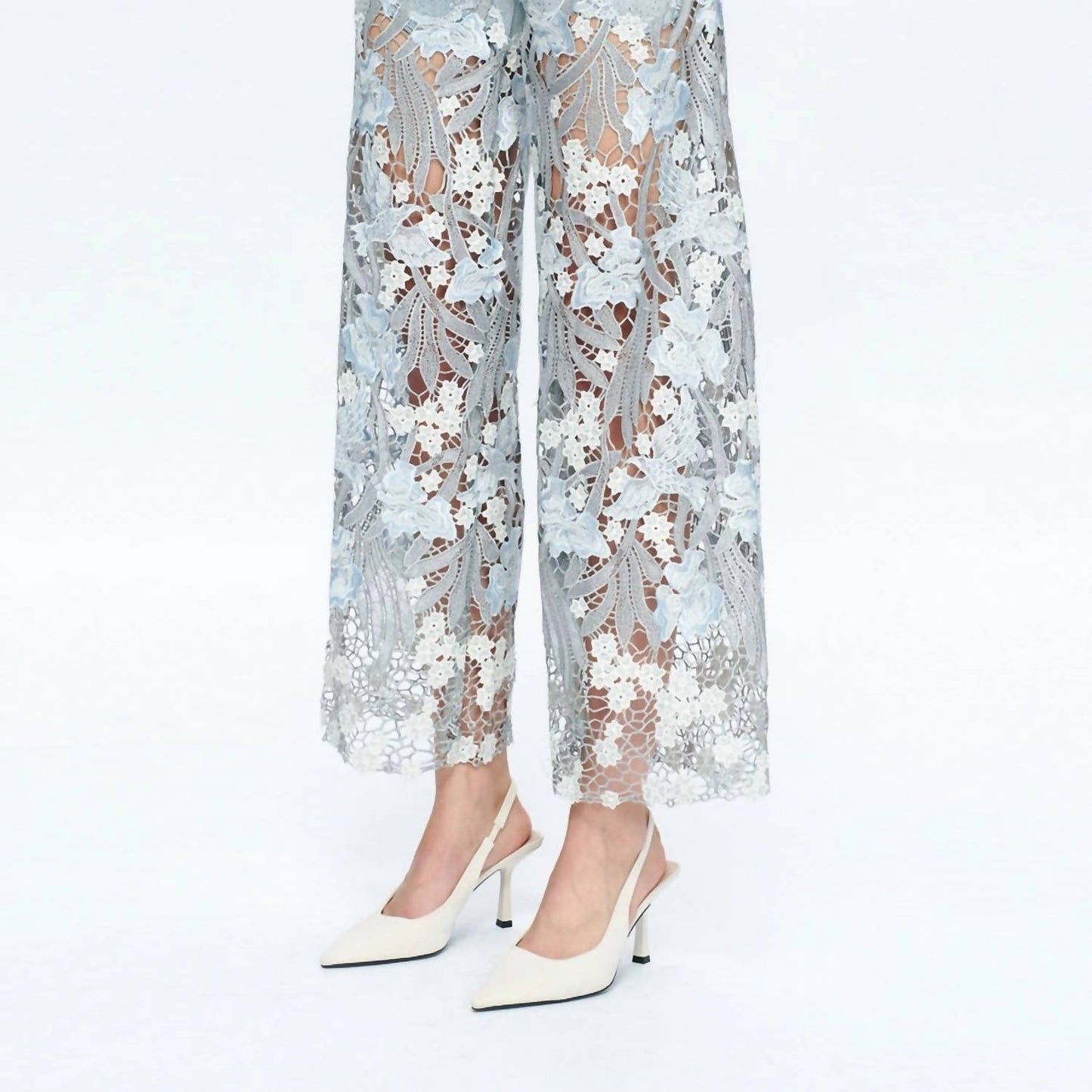 Bayeas - High Rise Wide Leg Jeans with Lace Spliced