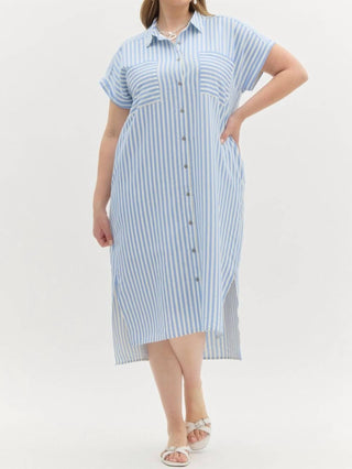 Entro - Striped Midi Shirt Dress
