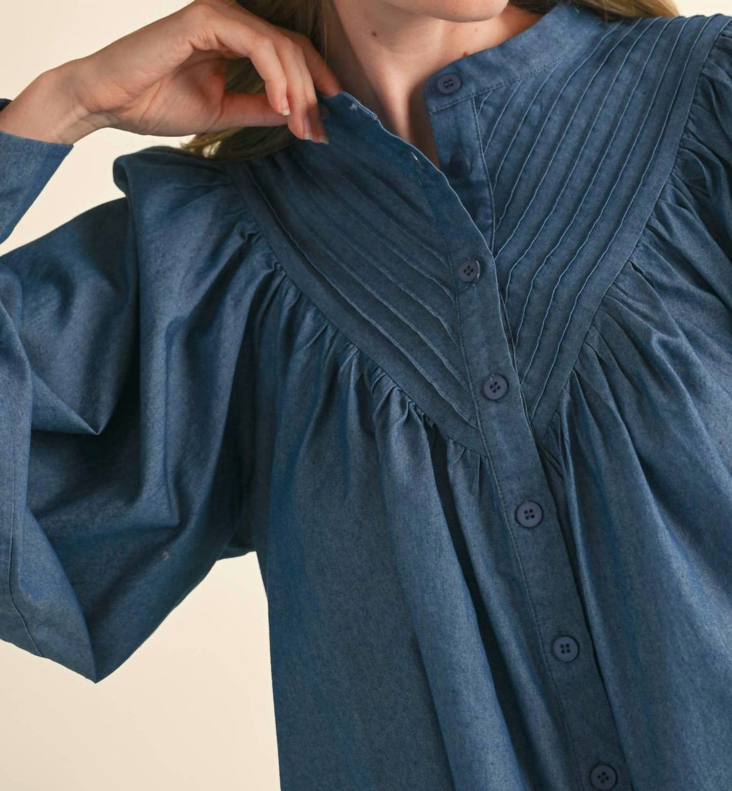 &Merci - Button Down Batwing Sleeve Top