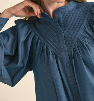&Merci - Button Down Batwing Sleeve Top