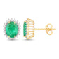 2.66 Carat Genuine Zambian Emerald and White Diamond 14K Yellow Gold Earrings