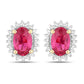 1.16 Carat Genuine Ruby and White Diamond 14K Yellow Gold Earrings