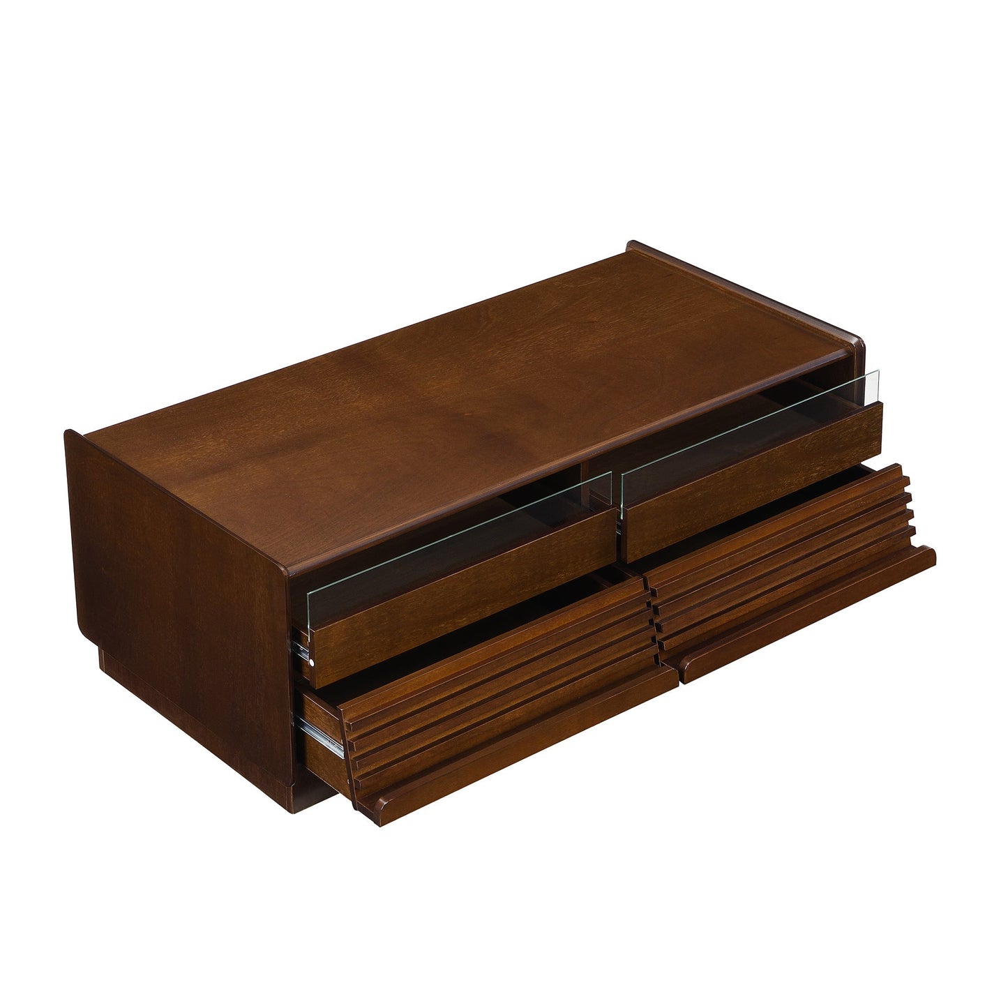 Modern Rectangle Coffee Table with 4 Drawers and 2 Display Shelves