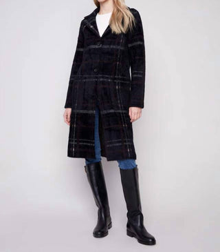 Charlie B - Long Plaid Knit Coatigan