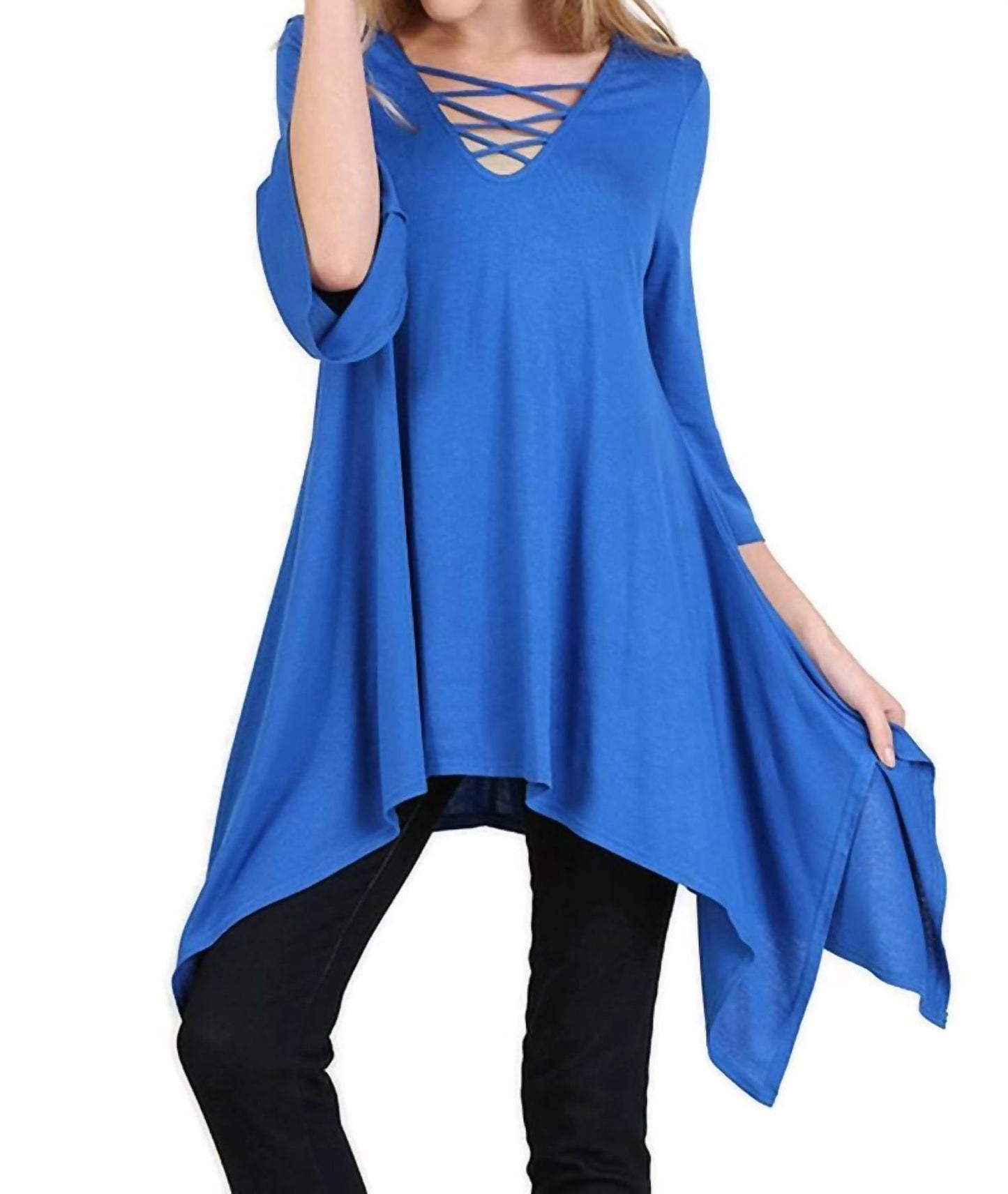 Umgee - Crossed Bell Sleeve Asymmetrical Tunic