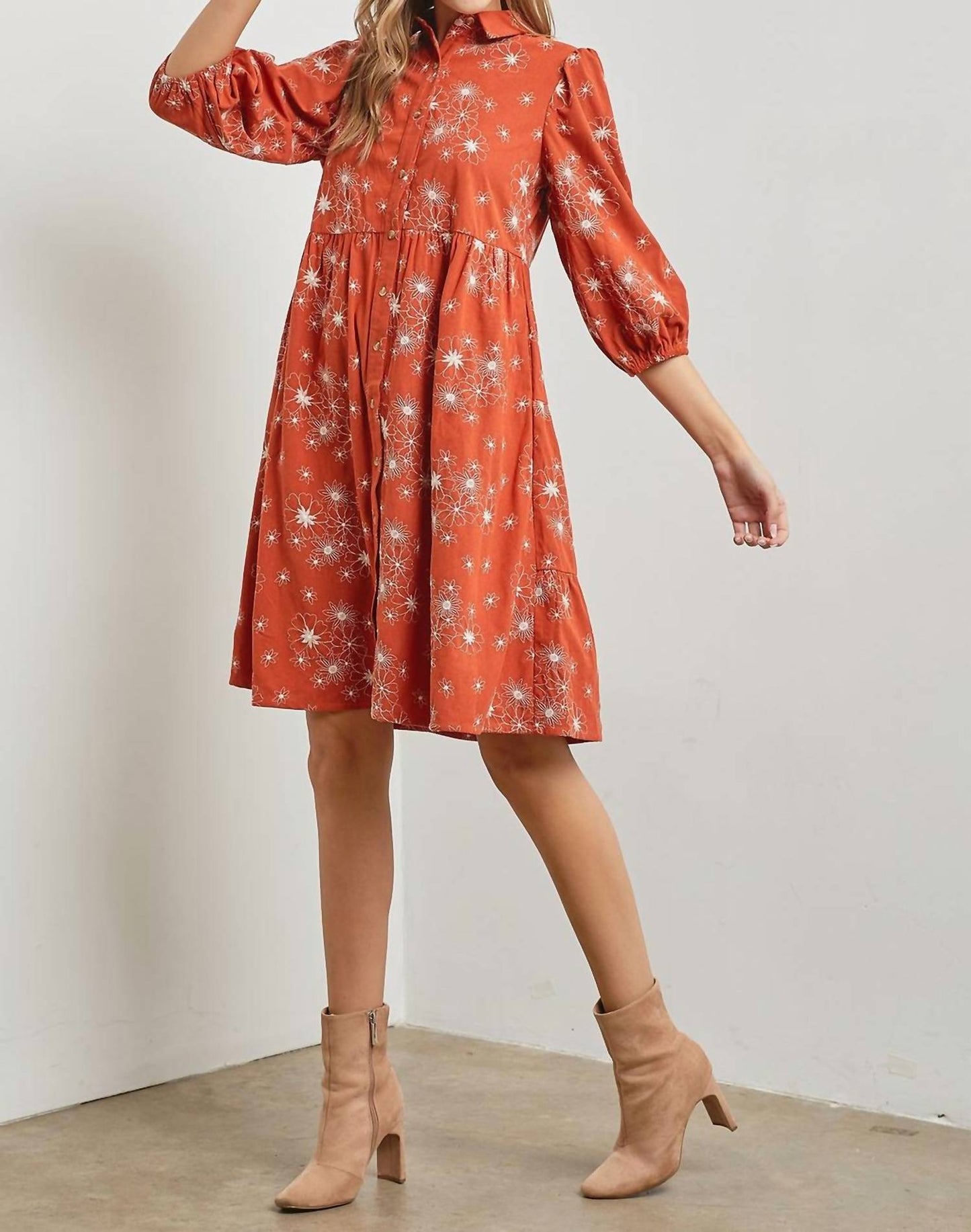 Baevely By Wellmade - Sienna Floral Design Tiered Midi Dress