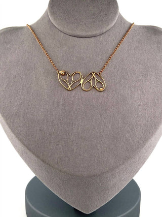 Love Love Tennis - Colar de tênis feminino com raquetes de coração duplo