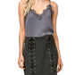 Entro - High Waist Grommet Mini Skirt