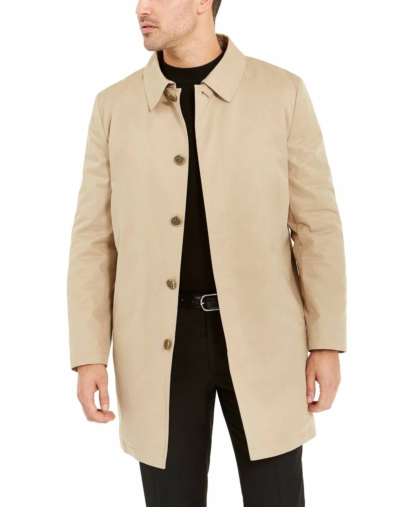 Tallia - Men's Slim Fit Faux Fur Lined Raincoat Jacket