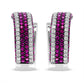 18K White Gold 1 7/8 Cttw Diamond and 1mm Round Red Ruby Open Swish Hoop Earrings (F-G Color, VS1-VS2 Clarity)