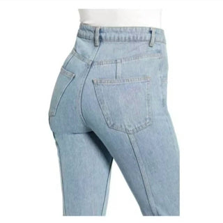 Topshop - Calça jeans mom Yoke Bleach cintura alta lavagem clara