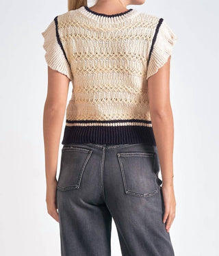 Elan - 7 Sweater Cap Sleeve Crewneck