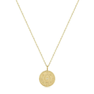 Eklexic - Colar feminino com pingente de sol redondo e pedra central de zircônia cúbica