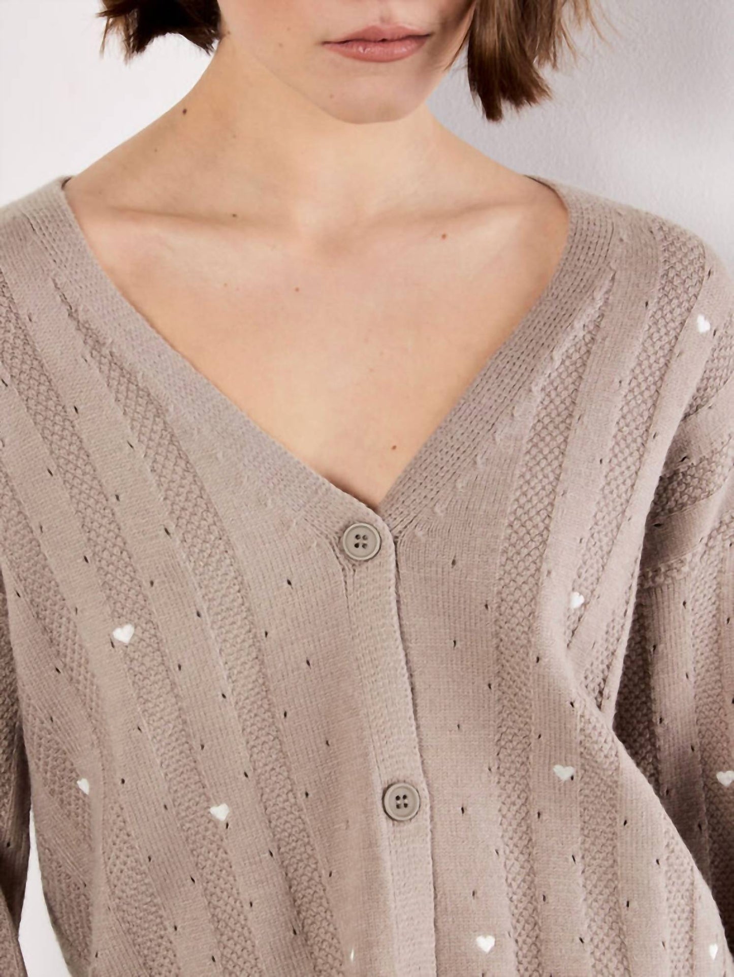 Apricot - Embroidered Hearts Cardigan